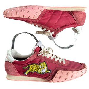 Kenzo Move Sneakers Red and Pink Retro Style with Tiger Patch Womens Size 38